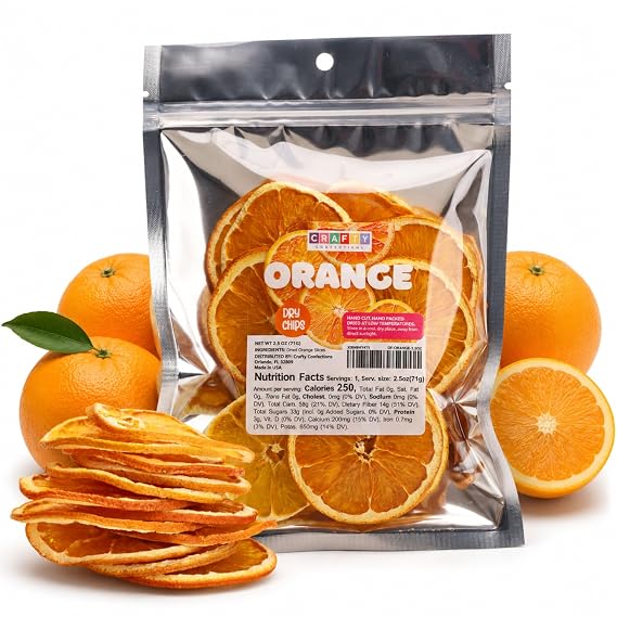 Premium Dried Orange Slices Dehydrated Oranges 2.5 OZ (71g) - 100% Natural Gluten Free Fruit Snacks Made in US Dry Oranges No Sugar Added - Healthy Dried Citrus Slices for Cocktails Crafts Potpourri - 2 Pack