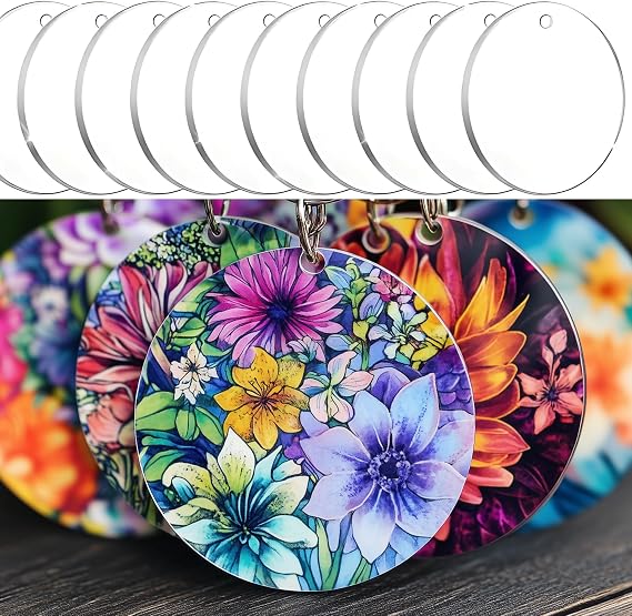 echomerx 10-Pack Sublimation Keychain Blanks | Acrylic - Clear DIY Heat Transfer Blanks for Custom Photo Keychains