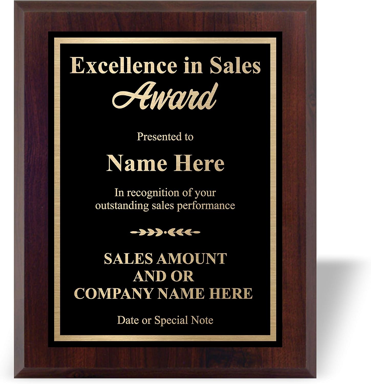 Sales Award Custom Plaque for Excellence in Sales, Top Salesperson Personalized Trophy for Salesperson 8x10