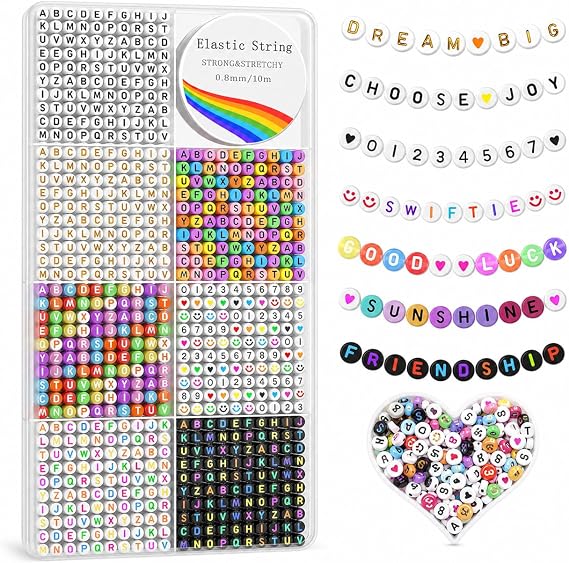 Redtwo 1600Pcs Letter Beads for Bracelets A-Z Alphabet Beads for Bracelets