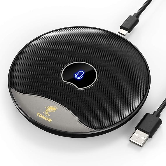TONOR USB Conference Microphone, 360 Omnidirectional PC Computer Condenser Mic with Mute Button for Online Meeting/Class, Zoom Call, Skype Chatting, Plug & Play (TM20)