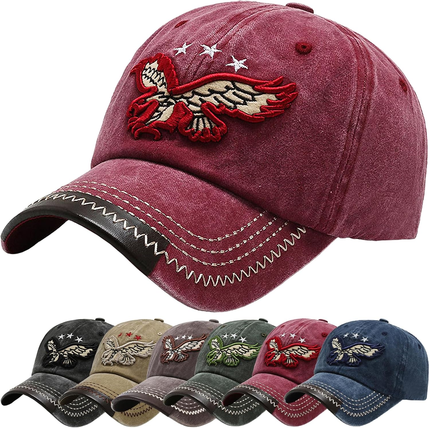 Baynetin Men Distressed Baseball Cap,Unisex Casual Cotton Embroidery Eagle Vintage Trucker Hat,Streetwear Snapback Outdoor Sports Cap