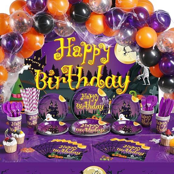 Pajean 277 PCS Halloween Party Supplies Full Set, Happy Birthday Decoration