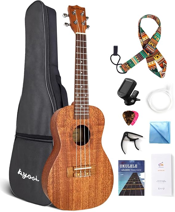 Soprano Ukulele Beginner Mahogany 21 Inch Ukelele All-in-One Kit | Mahogany Ukulele, All-in-One Kit