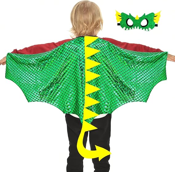 Dragon Wings Costume for Kids Dinosaur Toys with Dino Mask Cape