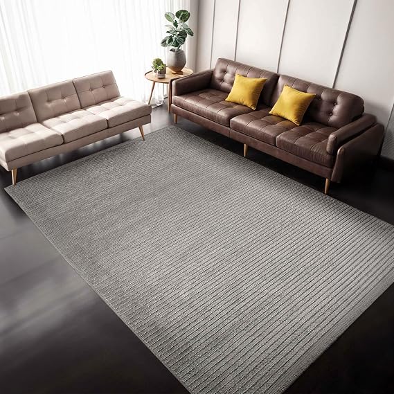Aden Kaymaz Taban Halı Aden Leona 1 | Makinede Yıkanabilir Şönil Dokuma Halı | Gri Salon, Oturma Odası ve Yatak Odası Halısı | Modern Dekoratif Halı 200x290 cm