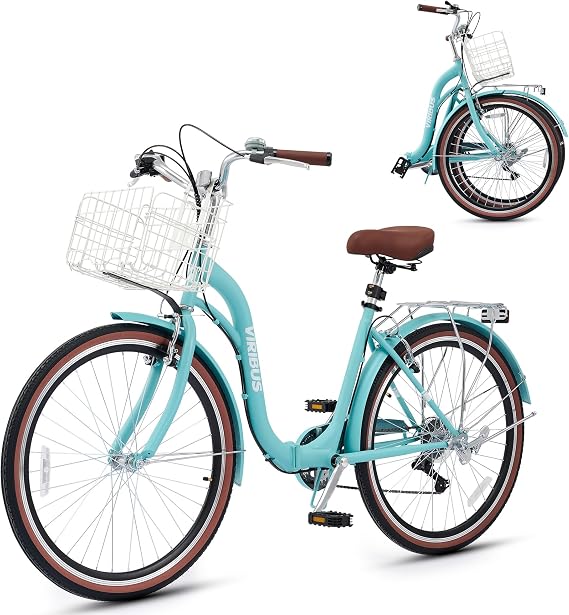 VIRIBUS Folding Bike for Adults, 20 inch Foldable Bike 7 Speed, Lightweight Compact Bicycle, Portable Collapsible Bikes for Adult Men Women City Commuters, 90% Pre-Assembled, Fold Up Bikes