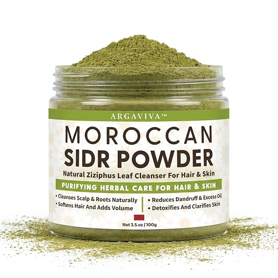 Sidr Powder For Hair, Sidr Leaves Powder Hair & Scalp Mask - Rinse-Off Clarifying Hair Wash Helps Remove Product Buildup & Excess Oil For A Fresher Feel, No Added Fragrance, 3.5 Oz Jar