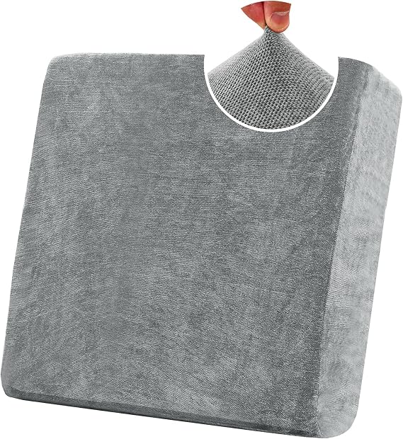 Stretch Sofa Seat Cushion Covers, Chenille Sofa Cushion Slipcovers, High Stretch Couch Covers for Living Room Non Slip Furniture Slipcover with Elastic Bottom (1-Seater,Grey)