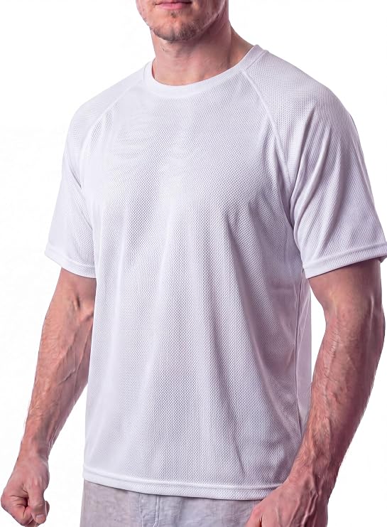 Lightweight Full Mesh Workout Men T-Shirt Breathable Quick Dry Running Shirt Moisture Wicking Athletic Tee for Sports