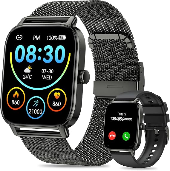 Smart Watch for Men Women Fitness: Make Answer Call Digital Mens Watches Waterproof Running Step Tracker Smartwatch for Android Phones iPhone Samsung Compatible Heart Rate Monitor Pedometer