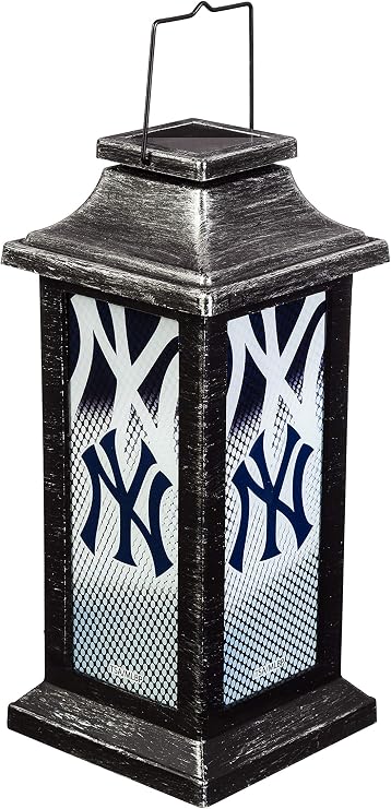 Team Sports America Light Up Solar Garden Lantern for NY Yankees Fans 4.4 x 10 x 4.4 Inches