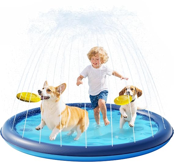QPAU Splash Pad with Flying Disc, 0.52 mm Thickened Design, 67 in