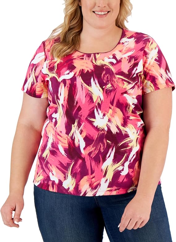 Karen S Plus Size Retro Wash Printed Top