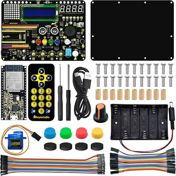 KEYESTUDIO Inventor Starter Kit for Arduino ESP32, Hardware  Pre-Connected, Easy to Get Started Coding and Electronics, 30 Projects, 15 Modules, STEM Educational Set for Adults Teens