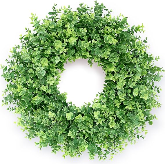 26" Large Artificial Eucalyptus Wreath, for Front Door Decor(Green)