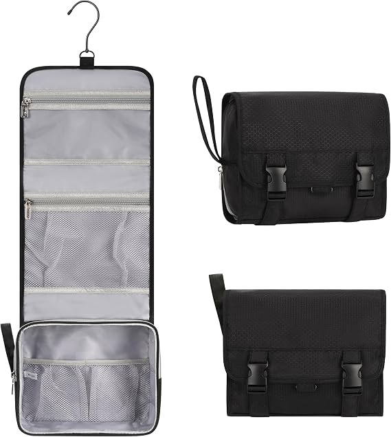 Relavel Small Hanging Travel Toiletry Bag for Men and Women