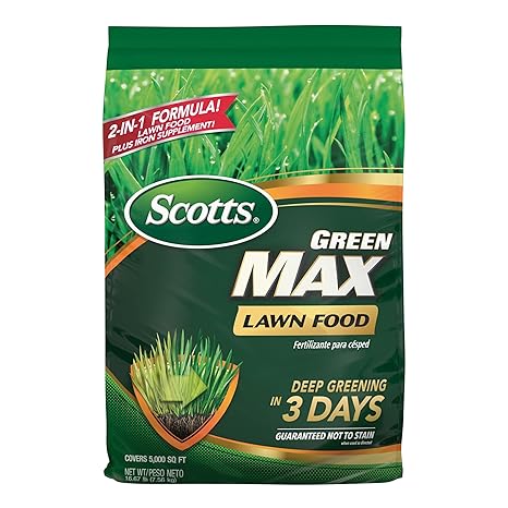 Scotts Green Max Lawn Food, 5,000 sq. ft. | Lawn Fertilizer for Grass Plus Iron Supplement, Grass Fertilizer, Covers 10,000 sq. ft.