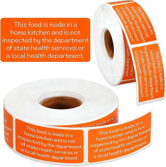 500 Count Cottage Food Law Labels Stickers Made in a Home Kitchen 2x1 Inch Inspection Statement Thermal Printed Labels for Home Kitchen