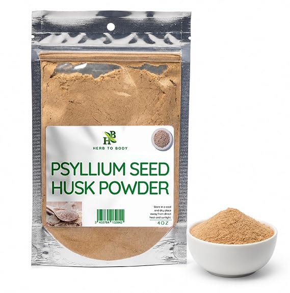 Herb To Body Psyllium Husk Powder - 4oz, Wildcrafted Plantago Ovata, Pure Psyllium Fiber Powder for Baking, Smoothies, and Everyday Culinary Use