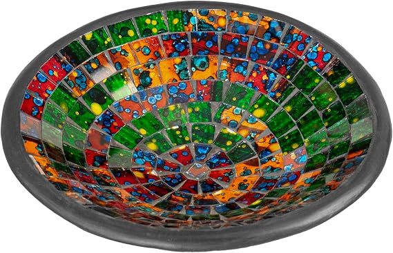 Red Co. Glass Mosaic Ceramic Decorative Accent and Centerpiece Bowl - Round 8 inches
