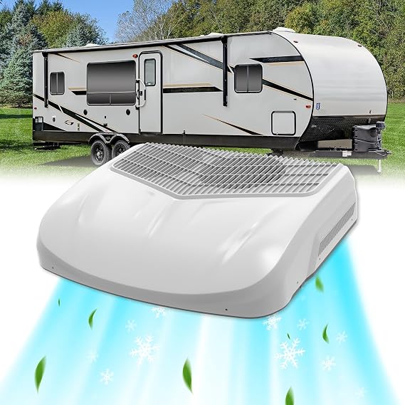 12 V Air Conditioner for Car and RV - Quiet 3-Motor Car AC with Intelligent Control, Ultra-Thin Body, Double-Layer Evaporator, and Removable Filter - Ideal for Trucks, RVs, Trailers & More