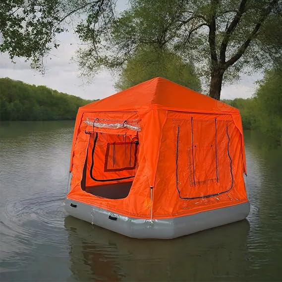 Inflatable Floating Tent Fishing Boat Outdoor Family Camping Water Raft Tent with Pump