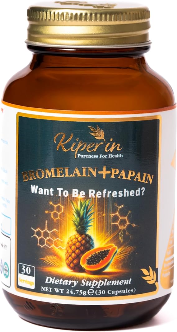 Kiperin Bromelain (2500 GDU) & Papain Enzim Kompleksi Takviyesi 700mg | Besin Takviyesi | Protein Emilimi | Pureness For Health | 30 Kapsül |