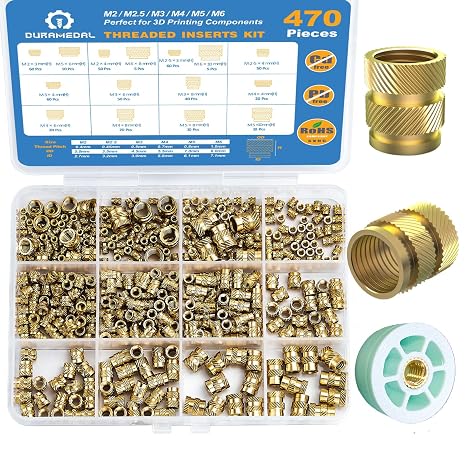 470Pcs Threaded Inserts M2-M6 Brass Heat Set for 3D Printing