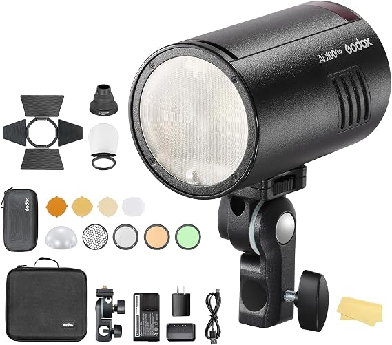 Godox AD100 Pro with AKR1 kit for Photography AD100pro Strobe Flash Light Portable 100Ws 2600mAh Battery 2.4G Wilreless X System 18000 HSS 0.01-1.5s Recycling 360 Full Power Flashes