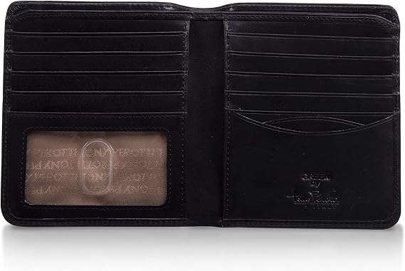 Tony Perotti Leather Bifold Wallet for Men, Full Grain, ID Window - Black