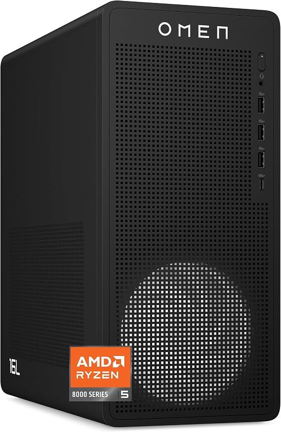HP OMEN 16L Gaming Desktop | AMD Ryzen 5 8400F Processor | 16GB DDR5-SDRAM | 512GB SSD | NVIDIA GeForce RTX 3050 | Tower PC | Windows 11 Home | TG03-0003sa