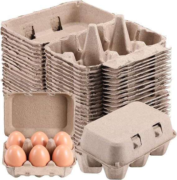 Half Dozen Egg Cartons 25 Pack, Paper Pulp Vintage Egg Cartons Cheap Bulk