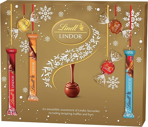 Lindt Lindor Assorted Chocolate Christmas Selection Box – Medium 227g – Truffles, Hearts, Squares & Bars – 2025 Gift for Him & Her