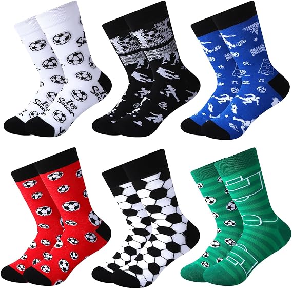 HooLing 6 Pairs Soccer Socks for Boys Kids 7-10, Youth Crew Football Socks