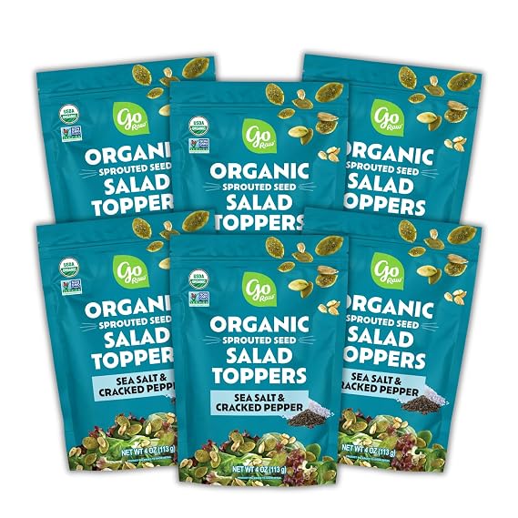 Go Raw Organic Sprouted Sea Salt & Cracked Pepper Salad Toppers, 4 oz, 6 Pack, Pumpkin & Sunflower Seeds, Keto, Kosher