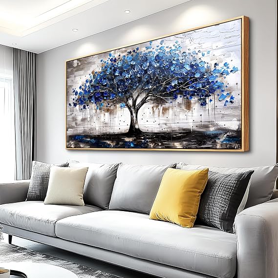 hyidecorart Canvas Wall Art For Office Abstract Wall Decoration For Living Room Bedroom Decor Tree Panoramic Landscape Painting Wood Framed Prints Textured Pictures Artwork Large Modern Hotel Decor