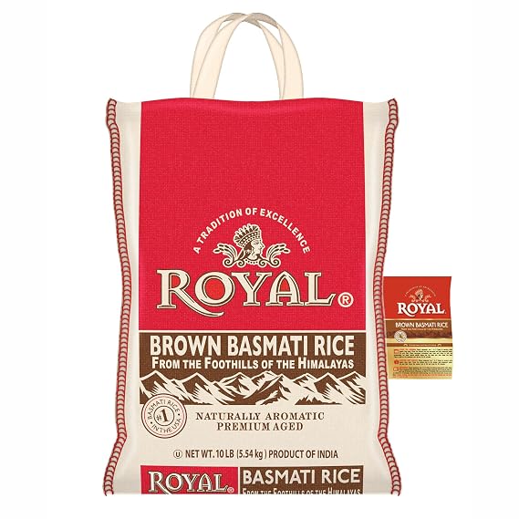Royal Authentic Basmati Brown Rice - Whole Grain, Naturally Gluten Free and Vegan, 10 lb