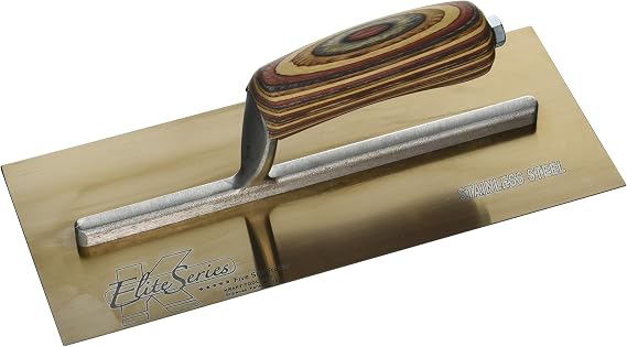 Kraft Tool PLE457 Elite Series Five Star Golden Stainless Steel Plaster Trowel with Wood Handle, 11-1/2 x 4-3/4-Inch