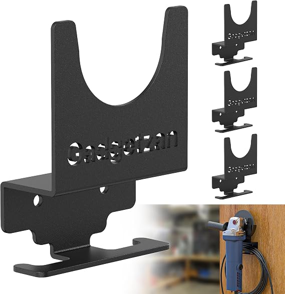 Polisher/Cutter Holder Wall Mount, 5" Angle Grinder, Polisher, Cutter Hanger Bracket with Wire Holder for Storage Tools - 4 Pack