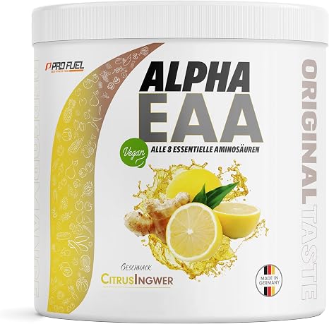 Alpha EAA Powder 462 g Citrus Ginger - Incredibly Delicious EAA Drink Powder - All 8 Essential Amino Acids Vegan EAAs Amino Acids - Amino Drink - Optimal Value - 33 Servings - 100% Vegan