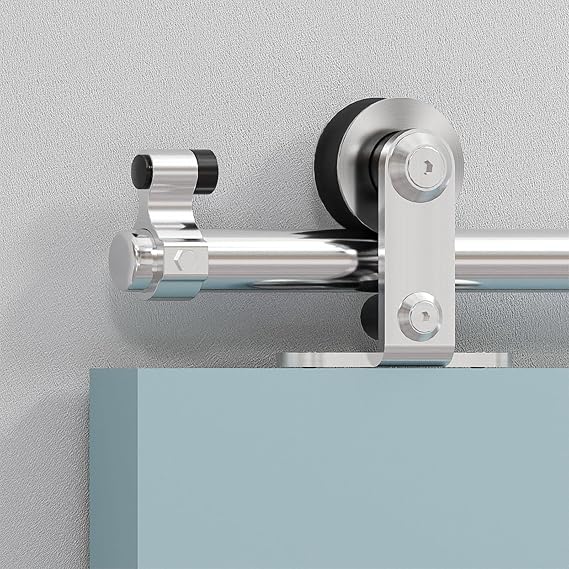 7FT Top Mount Sliding Barn Door Hardware Kit, Stainless Steel Barn Door Hardware Track and Kit, Heavy Duty Sturdy Barn Door Hardware Kit for Single Door（T Shaped）