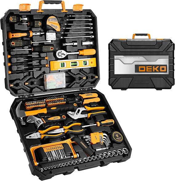 DEKO Home Tool Kit Set 228 Pieces Tool Box with Tools Included Socket Wrench Auto Repair Tool Hand Tool Sets for Home