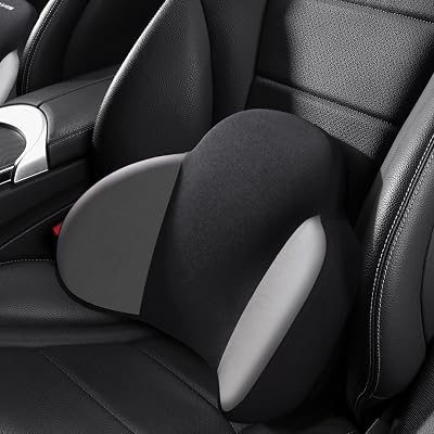 Lumbar Support Pillow for Office Chair Car Lumbar Pillow, Lower Back Memory Foam Back Cushion Multi-Use Memory Foam with, Ergonomic Streamline, for Waist & Hip Pain Relief, Car Driver, Recliner