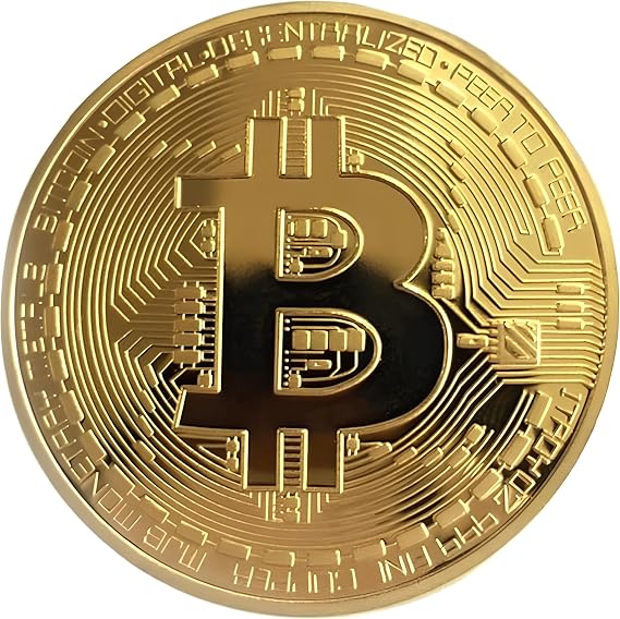 Gold Plated Bitcoin Coin Collectable Antique with Protective Case – Physical BTC Art Coin for Crypto Enthusiasts, Men, Gifts, Home Decor, Birthday, Display, Memorabilia