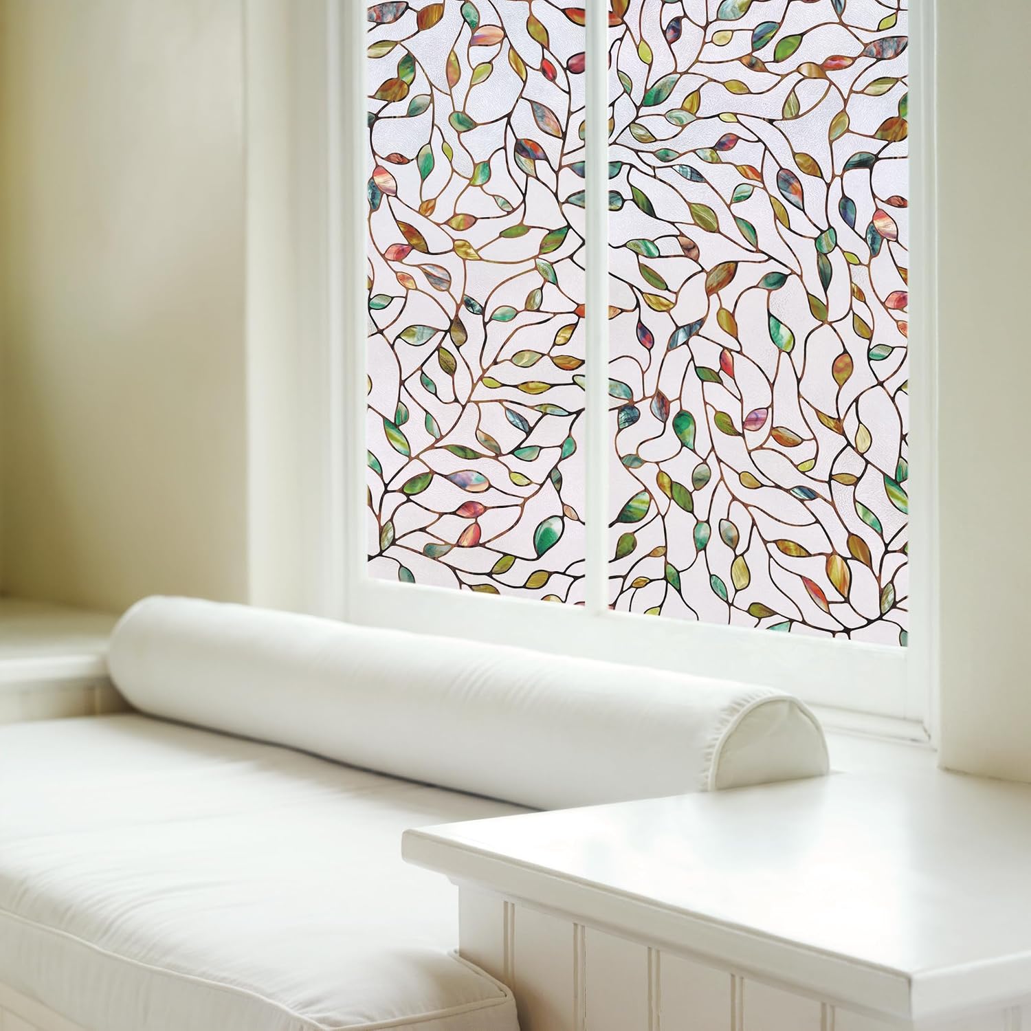 Artscape New Leaf | Privacy Window Film with Stained Glass Pattern | Non-Adhesive & UV Protection | Easy to Apply & Removable | 61 x 91 cm