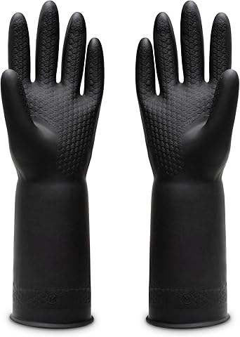 Chemical Resistant Latex Gloves,Cleaning Protective Safety Work Heavy Duty Rubber Gloves