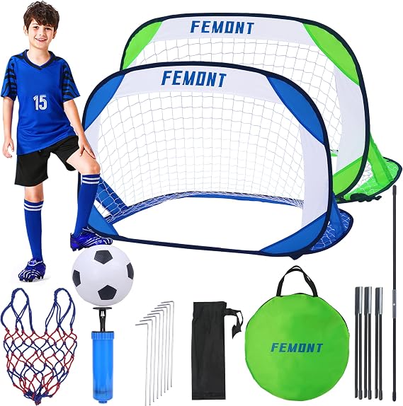 Soccer Goals Set for Backyard, 4x2.5FT Portable Pop Up Soccer Nets with Carrying Bag for Indoor Outdoor Games Practice Training Great for Kids and Adults