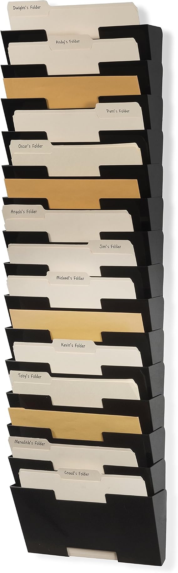 Wallniture Lisbon 15-Tier Wall Mounted File Holder and Desk Organizer, Metal Black Office Organization and Storage Rack
