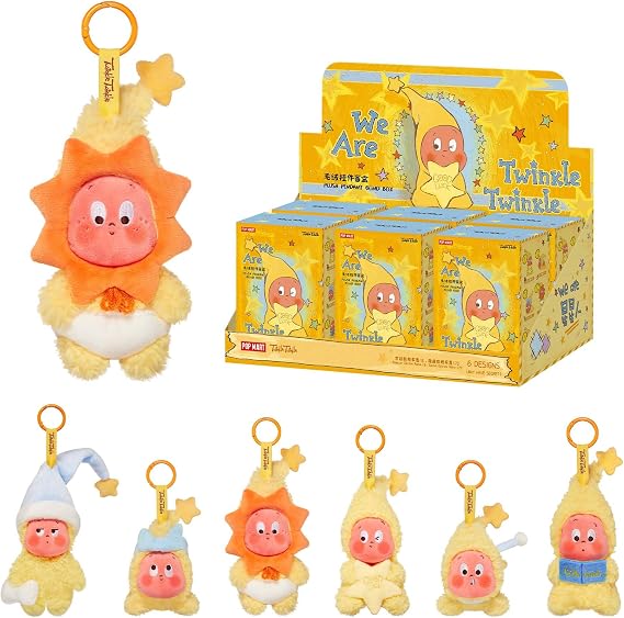 POP MART We are Twinkle Twinkle Series-Plush Pendant Blind Box, 6PCs Twinkle Twinkle Blind Box Figures, Random Design Action Figures Collectible Toys Home Decorations, Whole Set